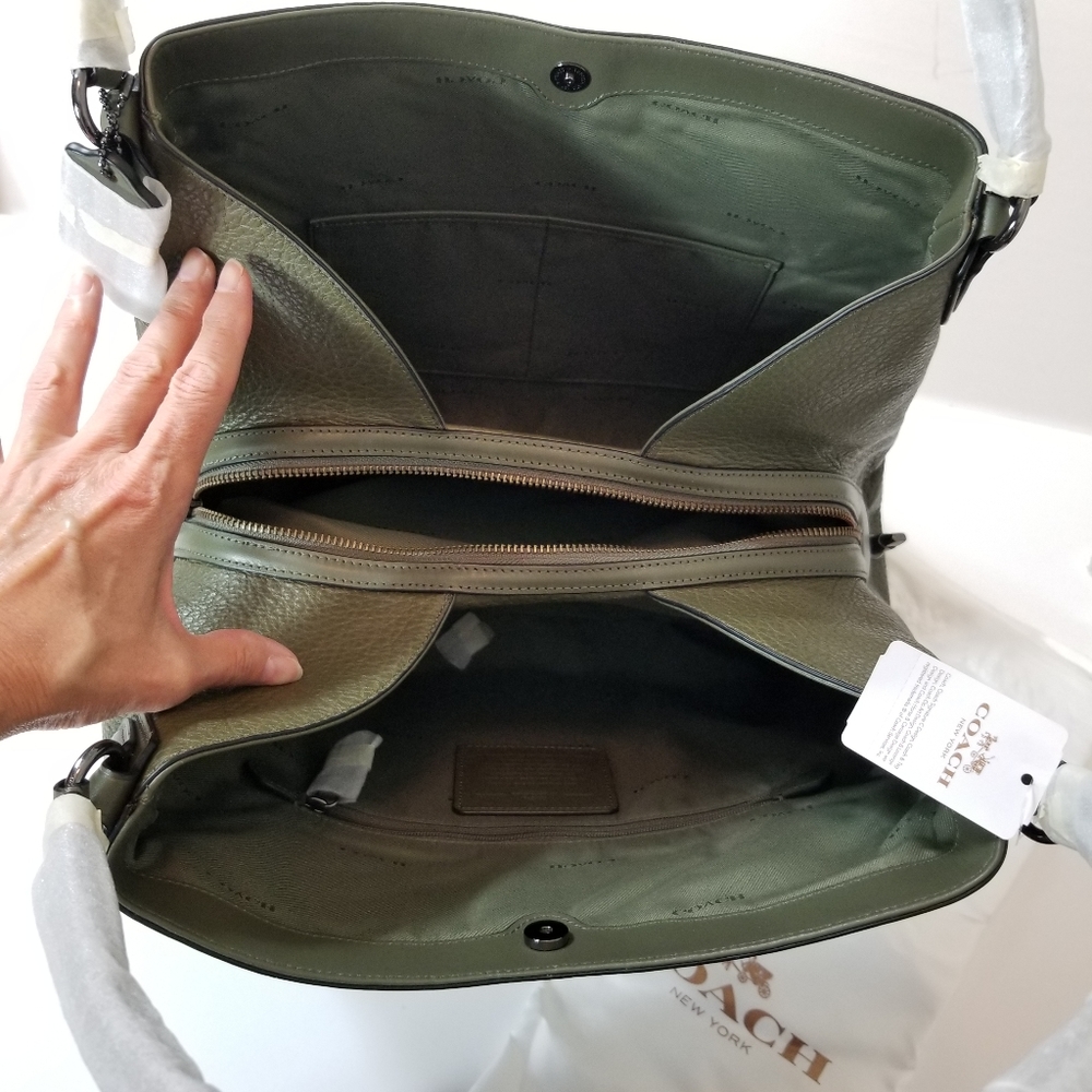 🔥LAST1♨️COACH BNWT Leather Large Bag Olive - Picture 14 of 17
